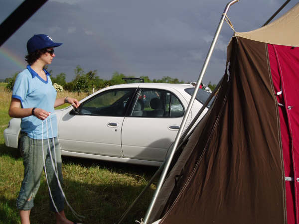 eli pitching tent in freak storm