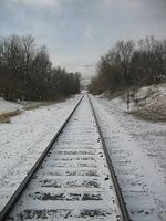 Snowy tracks, Boulder